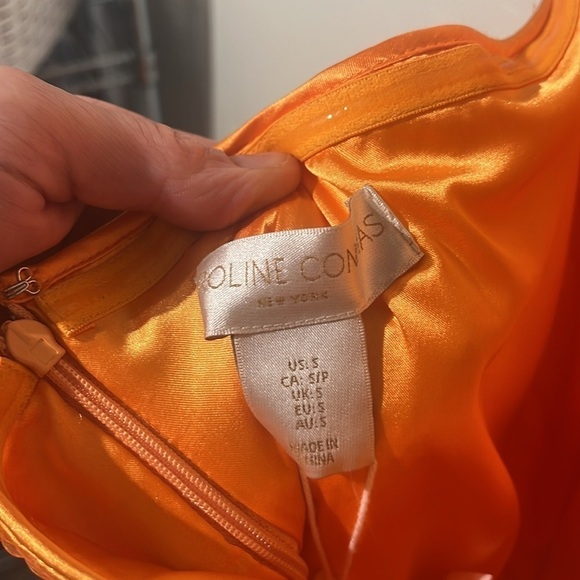 Caroline Constas orange sequin hater midi dress - size small - Picture 10 of 14